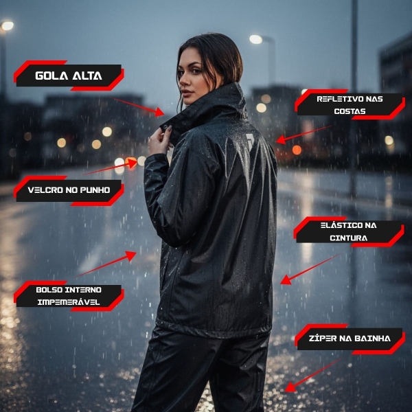 Capa De Chuva Em Nylon Moto Motoqueiro Impermeável Pioneira - Feminino