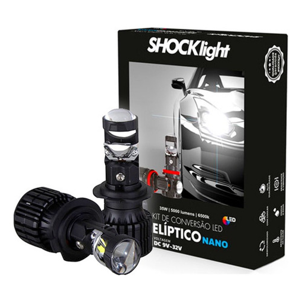 Kit Conversao Led Eliptico H4 Shockligth 6500k 12v 36w 5200lm