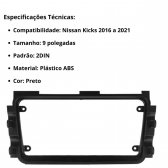 Central Multimídia Android 2 Din Nissan Kicks Moldura 9