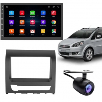 Central Multimidia Android Auto Fiat Idea Moldura + Câm Preto