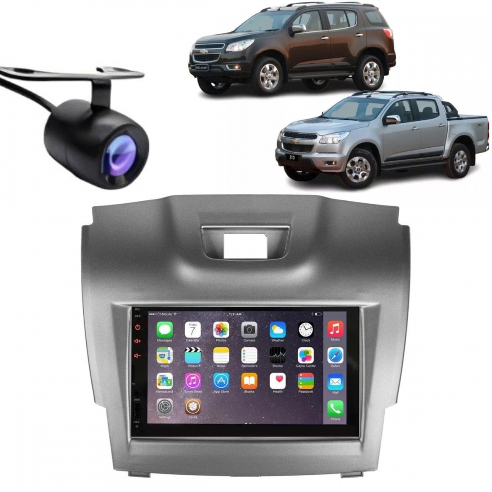 Central Multimídia 2 Din Mp5 Trailblazer Câmera Moldura Tela Grafite