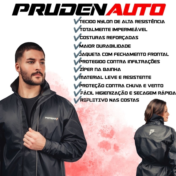 Capa De Chuva Em Nylon Moto Motoqueiro Impermeável Pioneira - Masculino