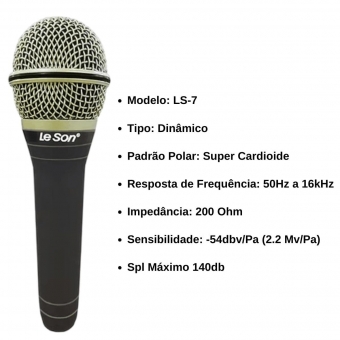 Kit Microfone Dinâmico Leson LS-7 3 unidades