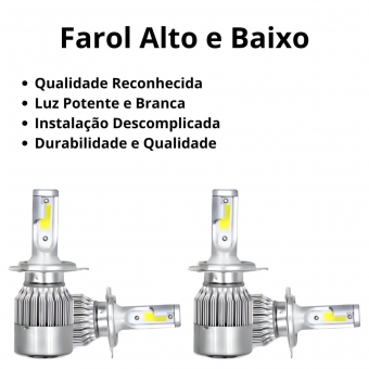 Kit Lâmpadas Led GM VW Ford Renault Farol Alto Baixo e Milha