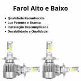 Kit Lâmpadas Led GM VW Ford Renault Farol Alto Baixo e Milha