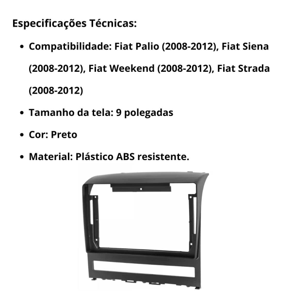 Central Multimídia Android 2 Din Fiat Weekend Moldura 9
