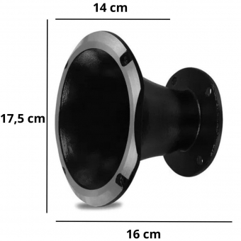 Kit 2 Corneta Cone Curto Rosca Bocal Alumínio Preta 14-50 Som