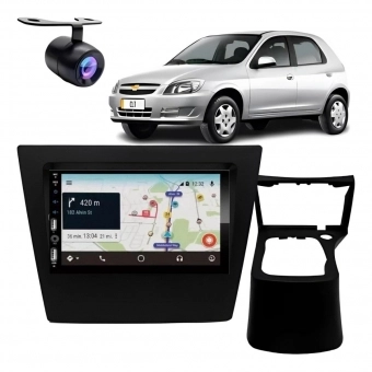 Central Multimídia 2 Din Carplay Android Auto GM Prisma G2 Moldura + Câmera