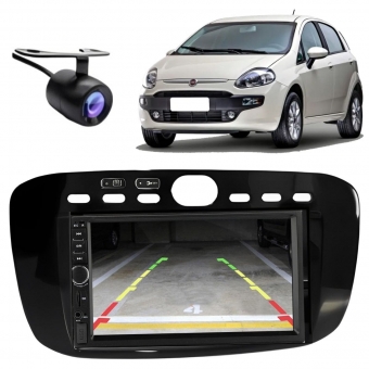 Central Multimídia 2 Din Mp5 Fiat Linea Câmera Moldura BP