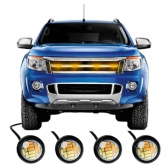 Kit 4 Mini Led Grade Camionete Luz Ambar e Branco Olho Águia