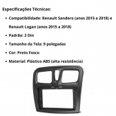 Central Multimídia Android 2 Din Renault Logan Moldura 9