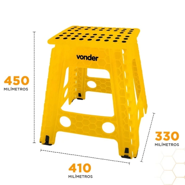 Banqueta Banquinho De Plástico Dobrável 45cm 150kg Com Alça