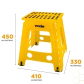 Banqueta Banquinho De Plástico Dobrável 45cm 150kg Com Alça