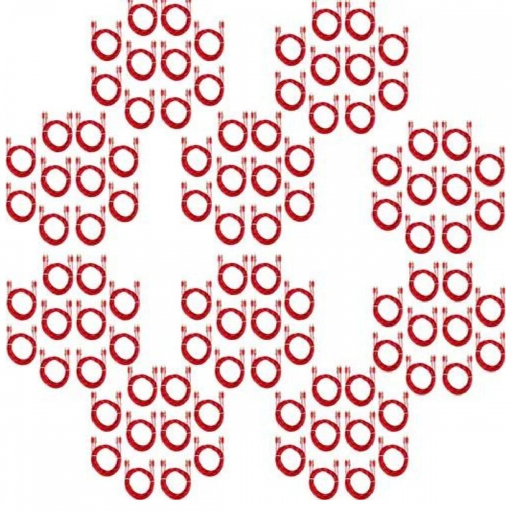 100 Cabo Rca Resistente 1m Injetado 4mm Cristal Vermelho
