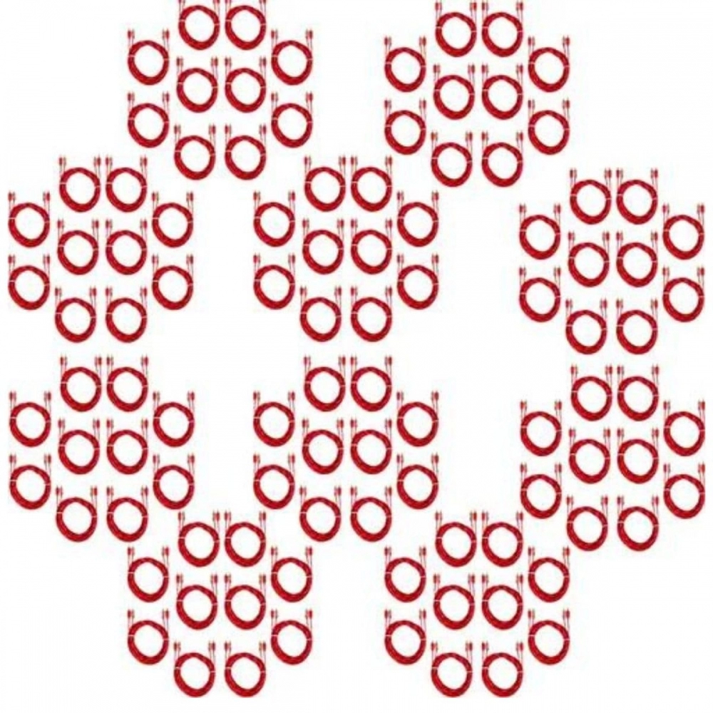 100 Cabo Rca Resistente 1m Injetado 4mm Cristal Vermelho