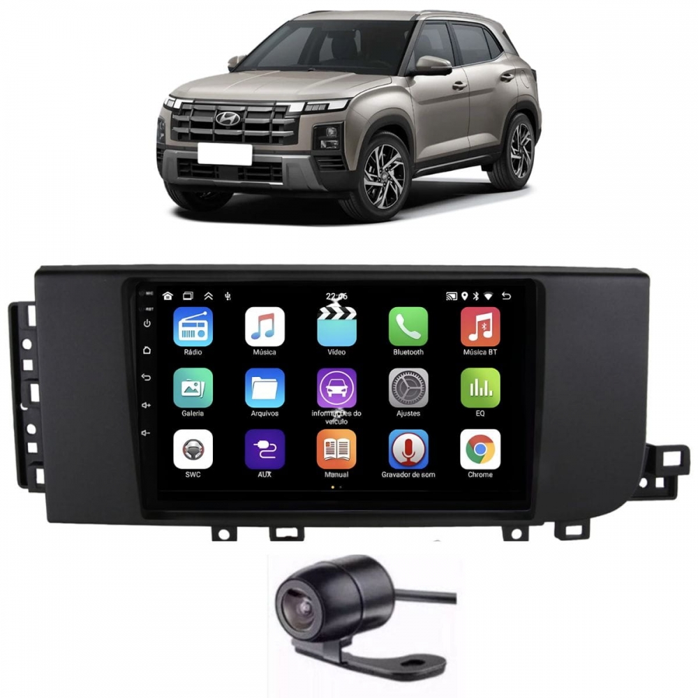 Multimídia Android Carplay 9p 2+32Gb Quadcore Creta 2026/27
