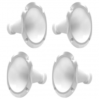 Kit 4 Corneta Cone Curto Rosca Bocal Alumínio Branca 11-25 Som