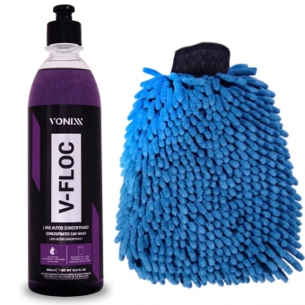Luva Microfibra + Shampoo Automotivo 500ml V-floc Vonixx