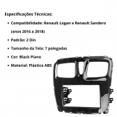 Central Multimidia Android Auto Renault Logan Moldura + Câm BP
