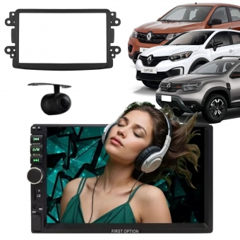 Central Multimídia 2 Din Mp5 Duster Dynamique Câmera Moldura