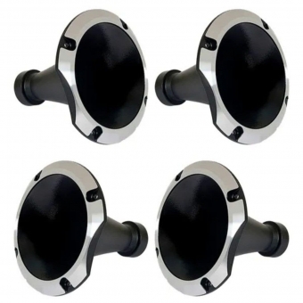 Kit 4 Corneta Cone Curto Rosca Bocal Alumínio Preta 11-25 Som