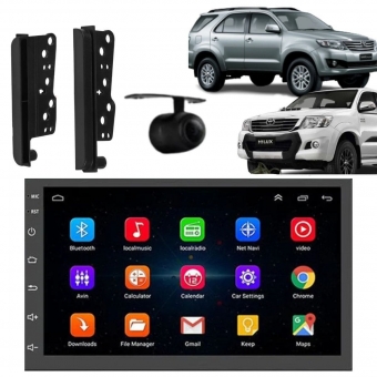 Central Multimidia Android Auto Toyota Hilux SW4 Moldura + Câm