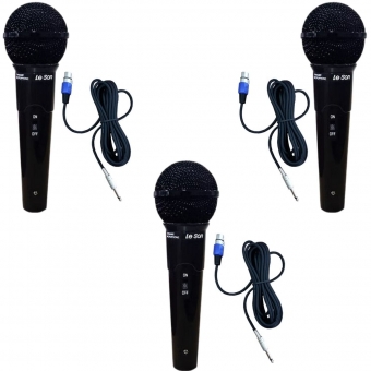 Kit Microfone Profissional Leson MC-200 Preto Brilhante 3 unidades