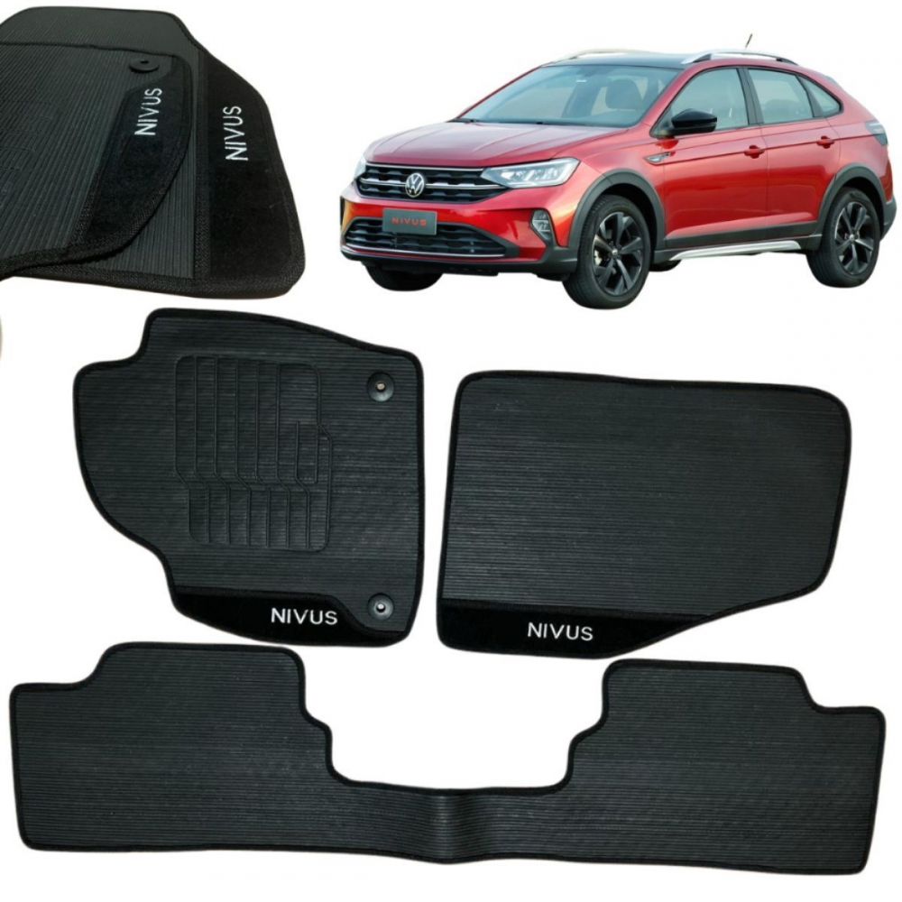 Kit Tapete Emborrachado VW Nivus 2020 Em Diante 3 Peças