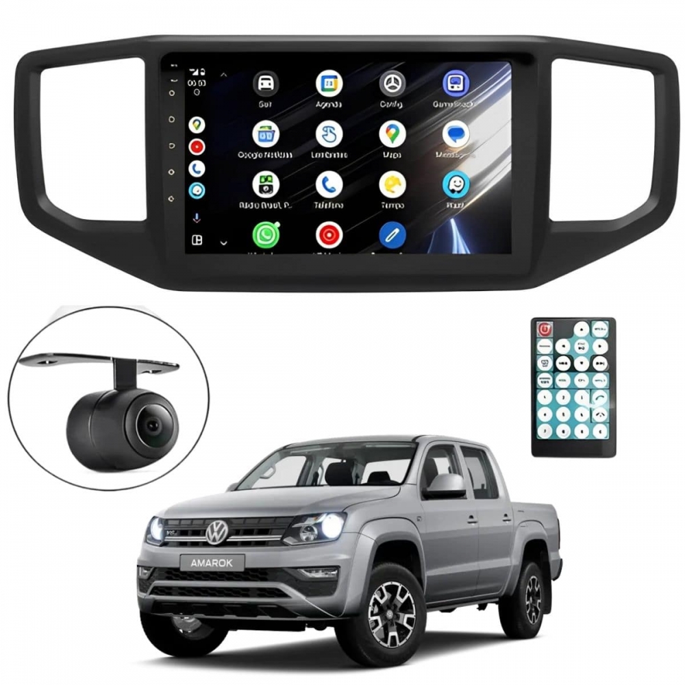 Multimidia Carplay Android 9p 2+32Gb Quadcore Amarok Gps Bt
