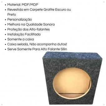 Caixa Vazia Som Automotivo para Falante Sllin 8 Polegadas