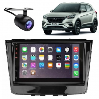 Central Multimídia 2 Din Mp5 Hyundai Creta Câmera Moldura Tela BP