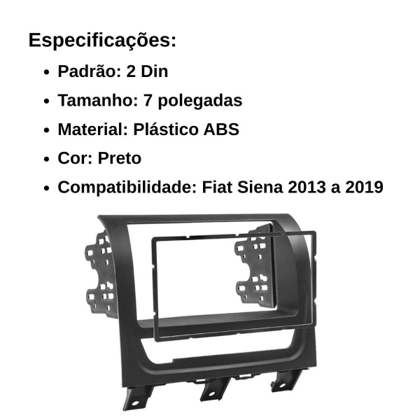 Central Multimidia Android Auto Fiat Siena Moldura + Câm Preto