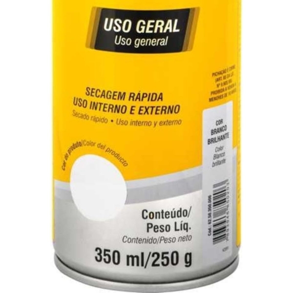 Tinta Spray Branco Brilhante 350ml Uso Geral Vonder Pintura