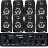 Kit Amplificador 600w Pro Som Ambiente + 8 Caixas Parede Preto