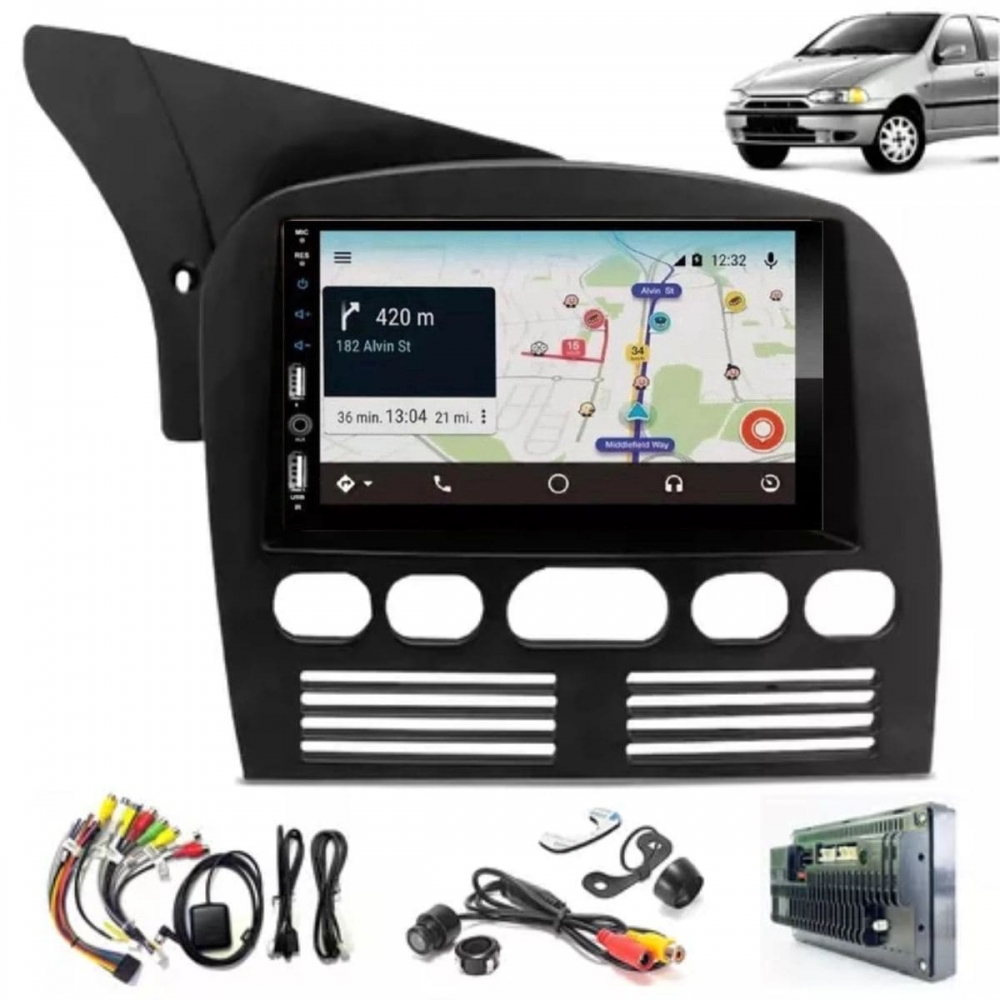 Central Multimídia Carplay Android Fiat Strada G1 Moldura + Câmera