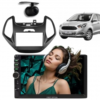 Central Multimídia 2 Din Mp5 Ford Ka Câmera Moldura PT