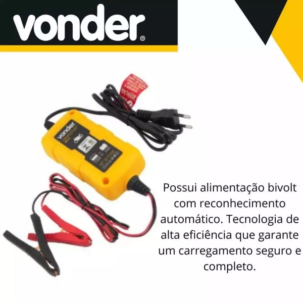 Carregador Inteligente Bateria Bivolt P/ Moto Cib003 Vonder