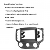 Central Multimídia 2 Din Mp5 GM S10 Câmera Moldura PT
