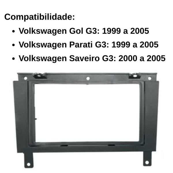 Central Multimidia Android Auto Gol G3 Moldura + Câm Preto