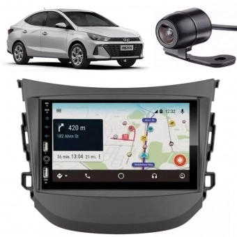 Central Multimídia Carplay Android Auto HB20 2012/20 Moldura + Câmera