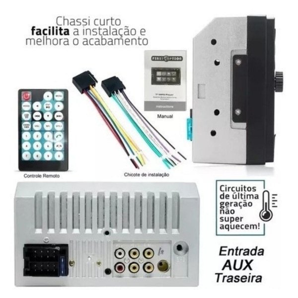 Central Multimídia 2 Din Mp5 Fiat Siena Câmera Moldura Prata