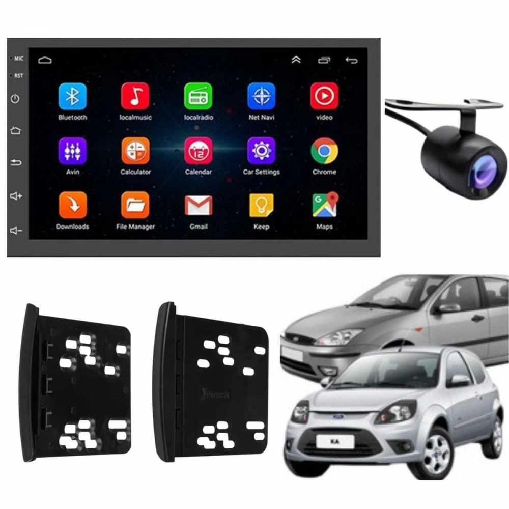 Central Multimidia Android Auto Escort Moldura + Câm
