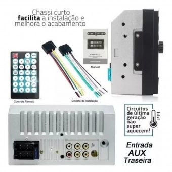 Central Multimídia 2 Din Mp5 Fiat Palio Câmera Moldura Prata