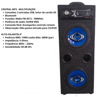 Caixa Bob Som Bluetooth Usb Ativa Residencial Falante 6