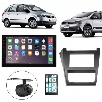 Central Multimídia 2 Din Mp5 Crossfox Câmera Moldura Tela