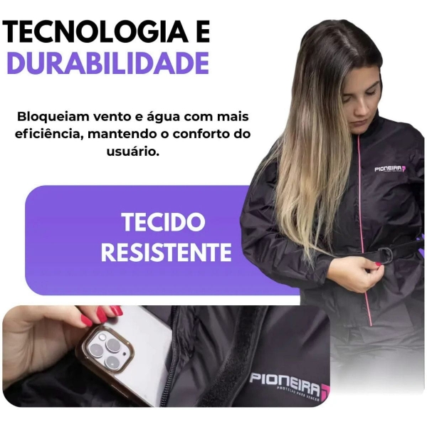 Capa De Chuva Em Nylon Moto Motoqueiro Impermeável Pioneira - Feminino