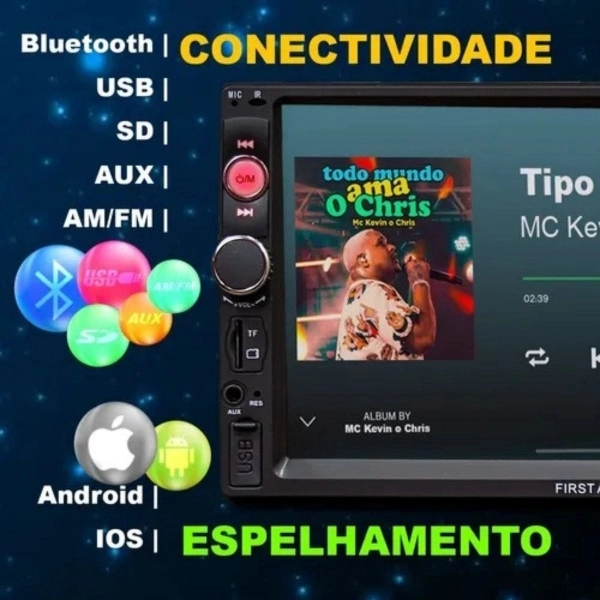 Central Multimídia 2 Din Mp5 Fiat Siena Câmera Moldura