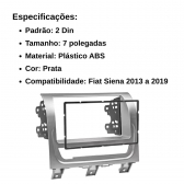 Central Multimídia 2 Din Mp5 Fiat Siena Câmera Moldura Prata