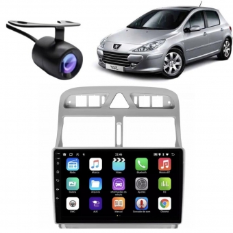 Central Multimídia Android Peugeout 307 Moldura 9" Câmera Ré Prata
