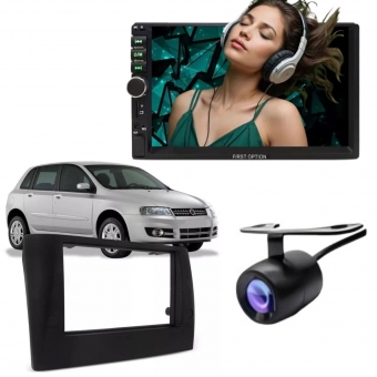 Central Multimídia 2 Din Mp5 Fiat Stilo Câmera Moldura